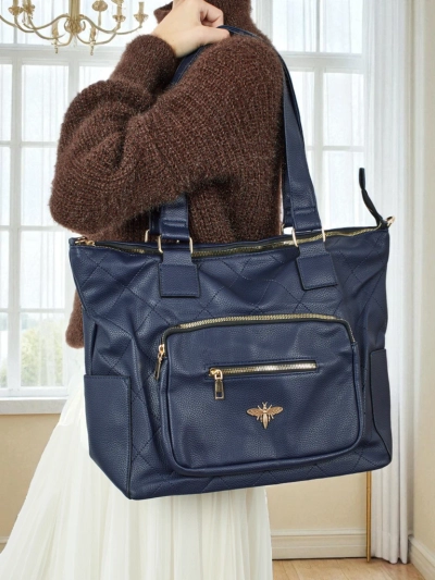 Damen Shopper Handtasche Öko Leder gesteppt Marvaya