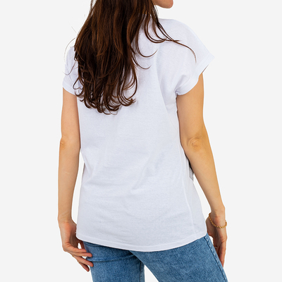 Weißes Damen-T-Shirt mit Glitzer-Print - Kleidung