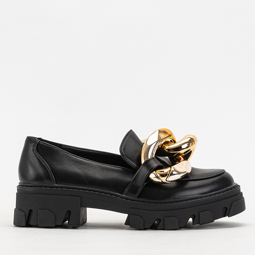 OUTLET Чорні жіночі туфлі із золотим ланцюжком Kesoni - Взуття