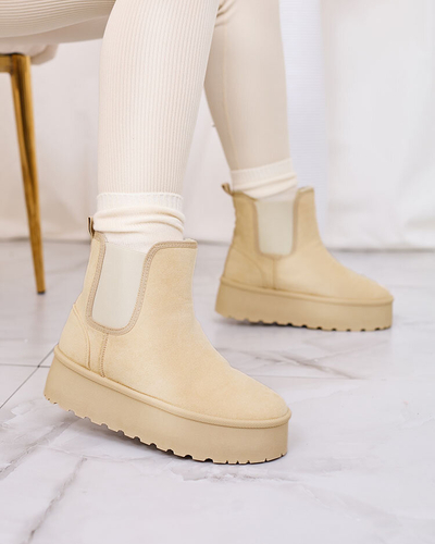 Royalfashion Beige Damen Plateau Schneestiefel Stiellsia