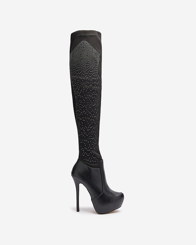 Kniehohe Stiletto-Stiefel für Damen in Schwarz Agiocio- Footwear
