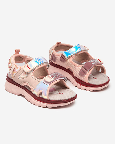 Rosa Kindersandalen mit bunten Murino-Einsätzen - Schuhe