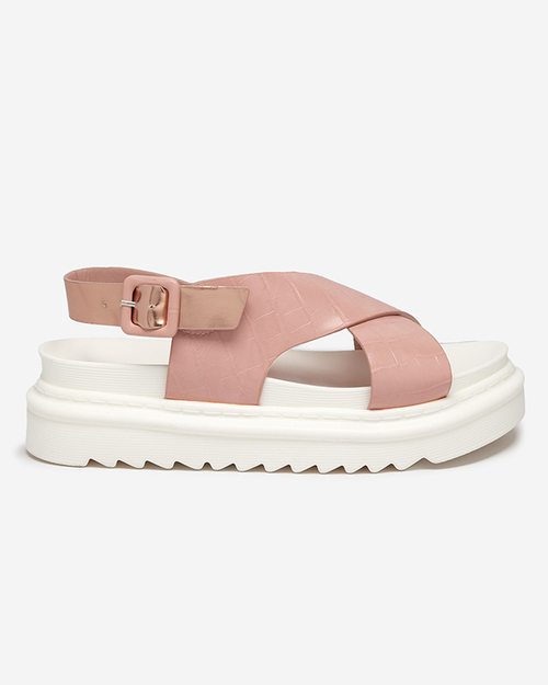 Рожеві жіночі босоніжки на платформі з тисненням Ewerika - Взуття