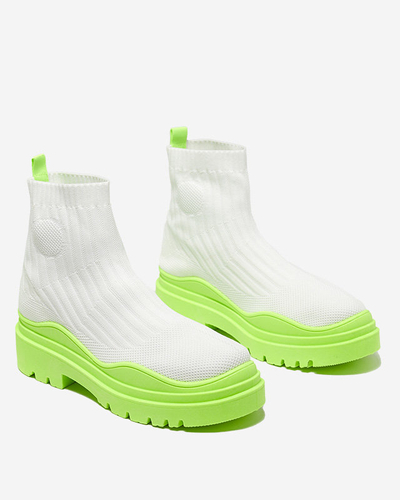 Damenstiefel auf einer dickeren Sohle in Weiß und Gelb Korlic - Schuhe