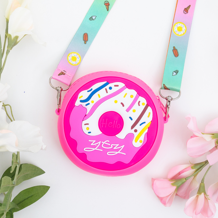 Fuchsia Handtasche mit Donut - Handtaschen