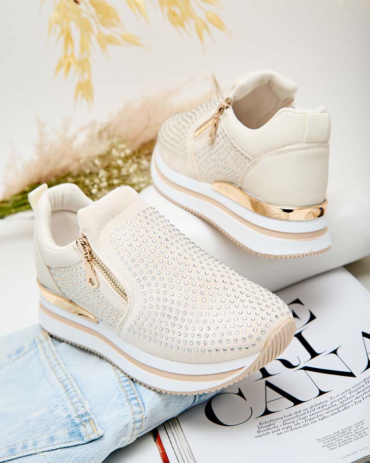 Royalfashion Damen Halbschuhe mit Zirkonen Mirconie