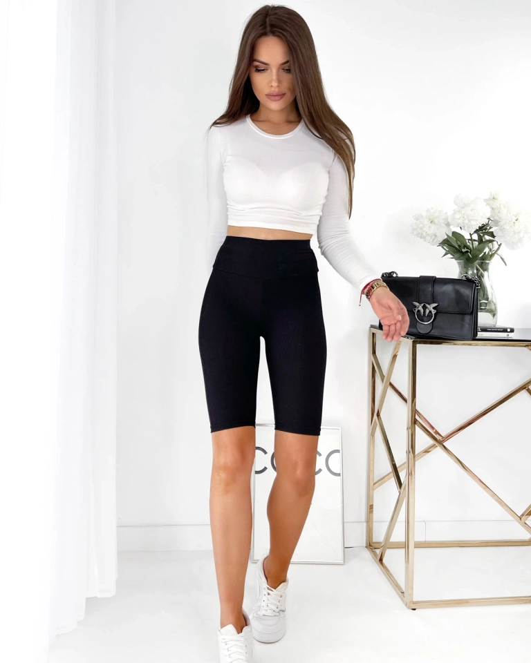 Royalfashion Schwarze Damen-Radler-Leggings