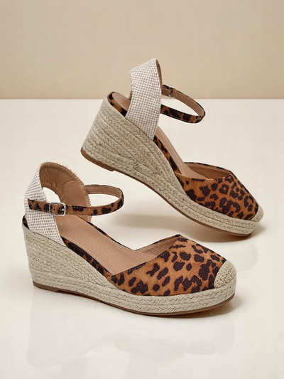 Aurelia Leopard Royalfashion Damen Keilabsätze Öko-Leder Camel