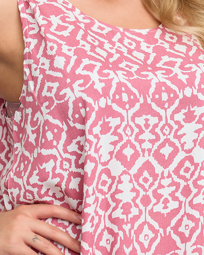 Damen-Sommerkleid in Weiß und Rosa mit Aufdruck - Kleidung