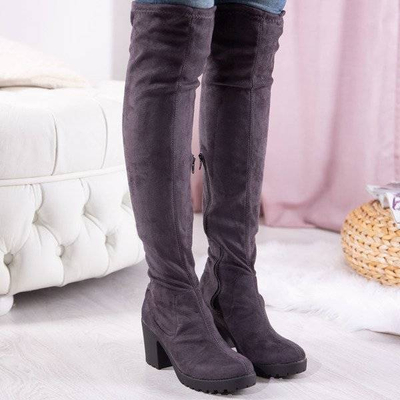 OUTLET Graue Stiefel auf einem höheren Pfosten Moccalinea - Footwear