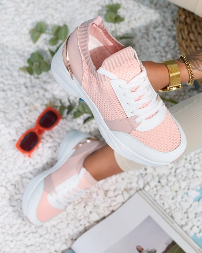 Pinke Damen-Sneaker-Sportschuhe auf einem Absatz Ezetta- Footwear