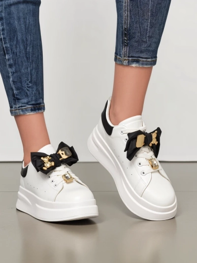 Royalfashion Damen Plattform-Sneaker mit Schleife Genimma