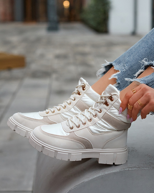 Кремові жіночі утеплені черевики-трапери Kasemi-Footwear