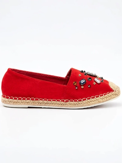 Rote Damen-Espadrilles aus Öko-Wildleder mit Zirkonia Mediros - Footwear