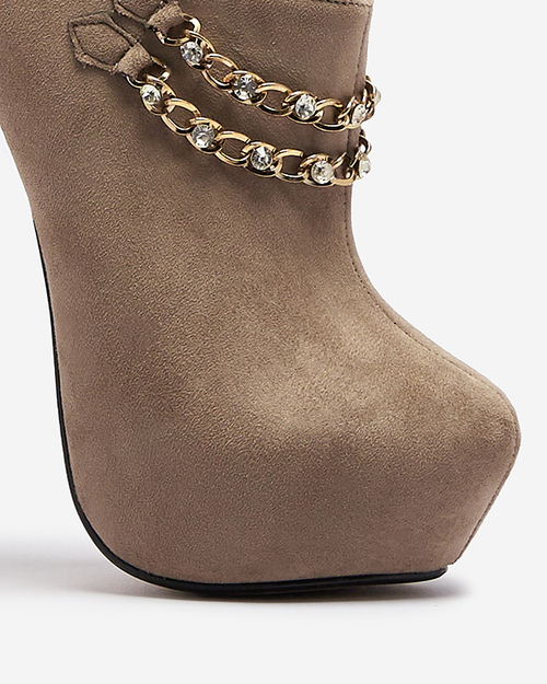 Сіро-бежеві жіночі туфлі на високій шпильці Ehcso- Footwear