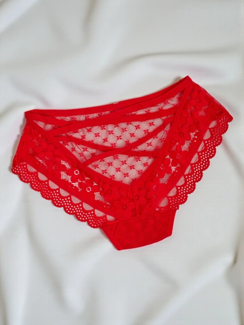 Жіночі трусики-сліпи з мереживом та смужками