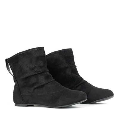 Schwarze Damen-Stiefeletten aus Wildleder mit gerafftem Obermaterial Modisori - Footwear