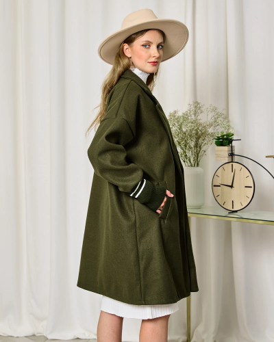 Royalfashion Knielange Damenmanteljacke in Dunkelgrün