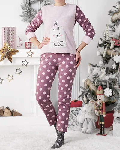 Royalfashion Damen-Pyjama a'la Fleece Hallo Winter