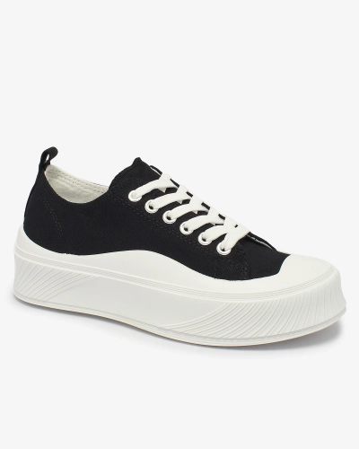 Royalfashion Schwarze sportliche Sneakers auf Plateau Luceri