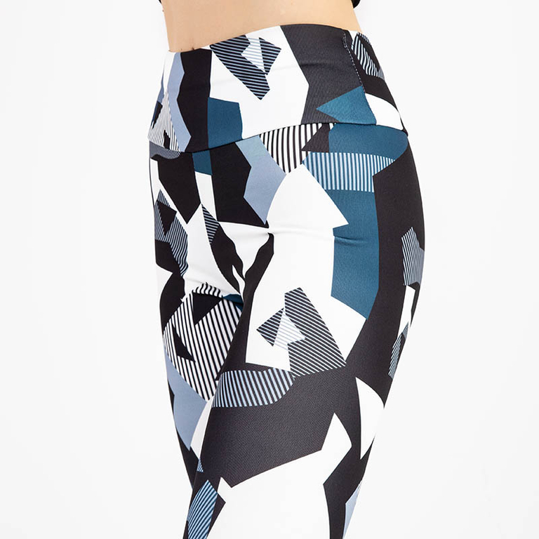 Marineblaue Damen-Leggings mit geometrischem Muster - Kleidung