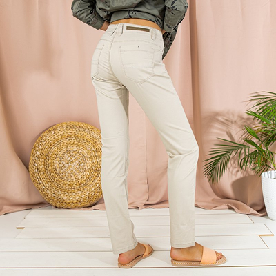 Beige gerade Hose für Damen - Kleidung