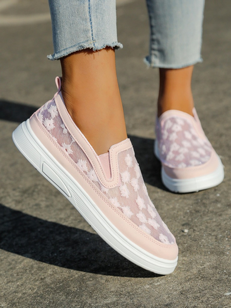 Royalfashion Damen-Mesh-Pantoletten mit Blumen Emzos