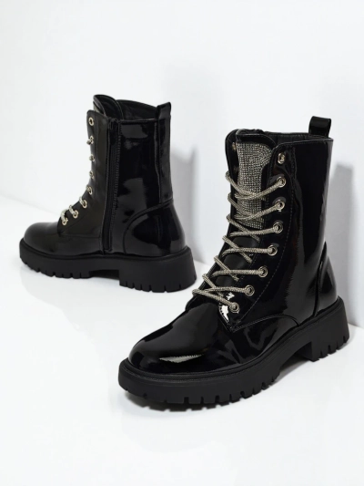 Lackierte Damen Schnürstiefeletten Fjorra