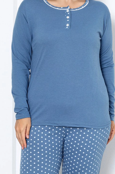 Royalfashion Жіночі бавовняні піжами з двох частин у горошок РОЗМІР ПЛЮС