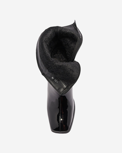 Schwarz lackierte Damenstiefel mit hohem Schaft Rassla- Footwear