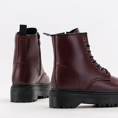 Maroon Arbeitsstiefel auf massiver Lesya Sohle - Schuhe