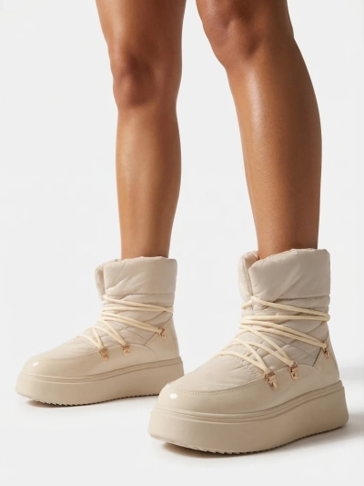 Royalfashion Damen Schlupf-Schneestiefel in Cremefarbe Dabenda