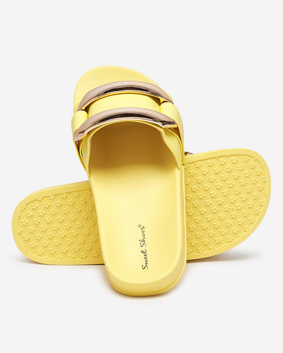 Gelbe Damenhausschuhe mit Goldverzierung Serina - Schuhe