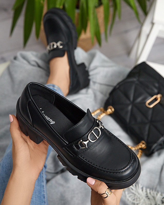 Schwarzer Damenschuh auf massiver Terima-Sohle - Footwear