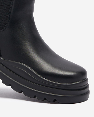 Schwarze Damen-Slipper mit dickerer Beja-Sohle - Schuhe