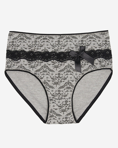 Damen-Slip mit grauem Aufdruck. PLUS SIZE- Unterwäsche