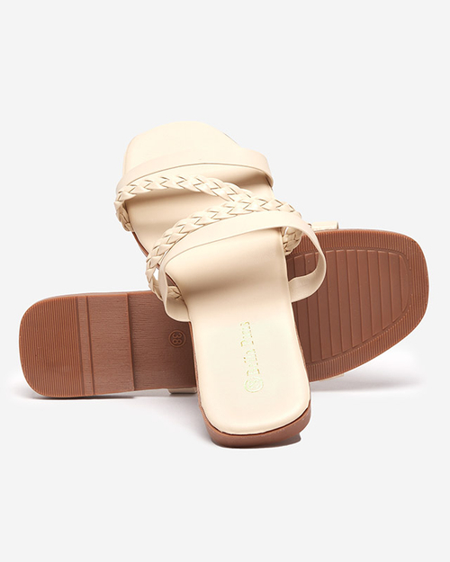 Бежеві жіночі тапочки з екошкіри на ремінцях Boresi - Взуття