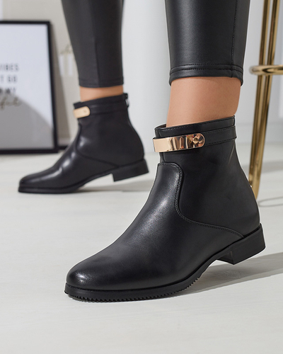 Damenstiefel mit Goldverzierung in Schwarz Hontes- Footwear
