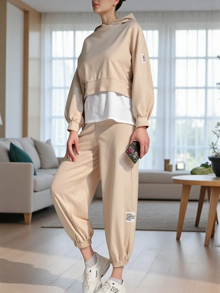 Royalfashion Damen Baumwollset mit einem Shirt-Einsatz