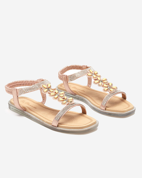 Жіночі босоніжки Soritis з квітами рожевого золота - Взуття