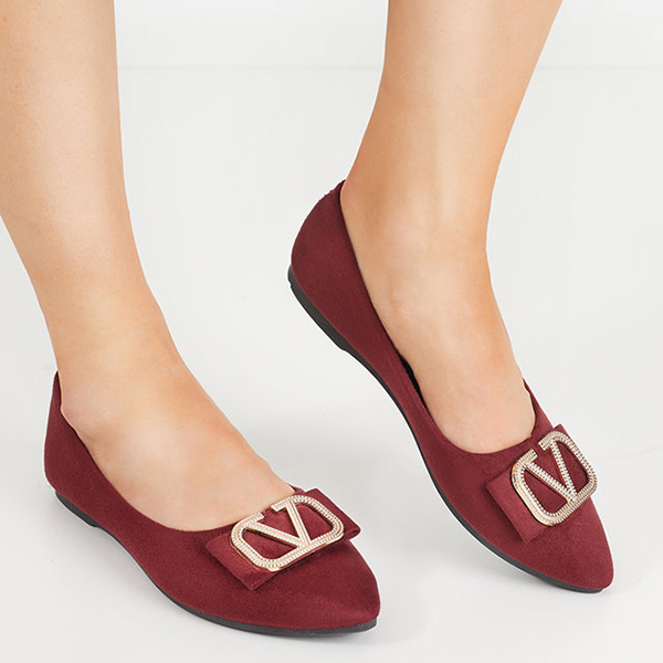 Bordeauxrote Damen-Ballerinas mit Verzierung an der Spitze Cavo - Footwear