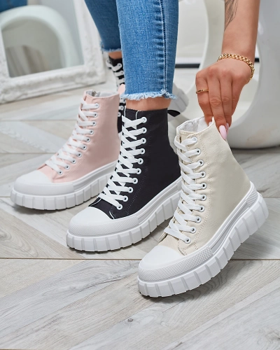 Жіночі кеди на високій платформі світло-рожевого кольору Kivda- Footwear