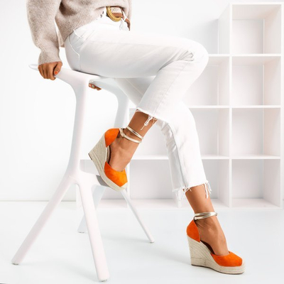 Orange Espadrilles auf einem hohen Keil Sablac - Footwear