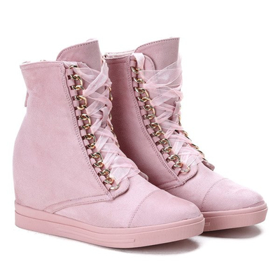 Różowe sneakersy na koturnie Tirana- Obuwie