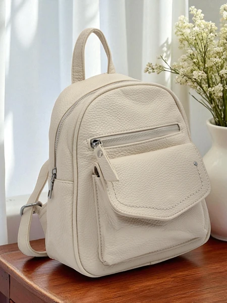Damenrucksack Astrea Classica aus Öko-Leder in Weiß und Beige