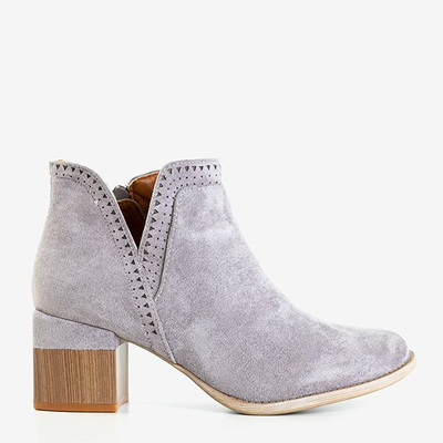 Graue Stiefel mit quadratischem Absatz Tours - Schuhe