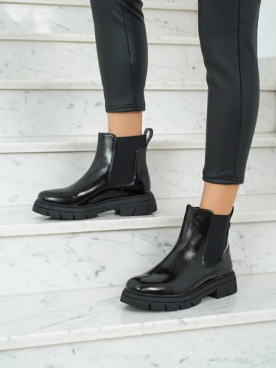 Stiefeletten aus lackiertem Öko-Leder Oryss