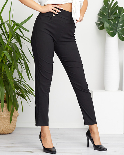 Schwarze Treggings für Damen mit Knöpfen - Kleidung