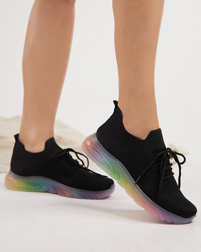 Schwarzer Damen-Sportschuh mit Afin-farbiger Sohle- Schuhe