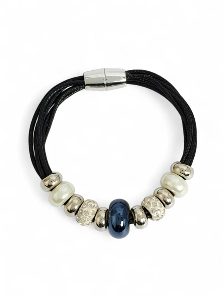 Damenarmband mit Perlen Glitzerkordel